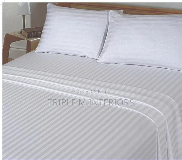 Luxury Hotel Soft Touch White Stripe Bedsheets - main view