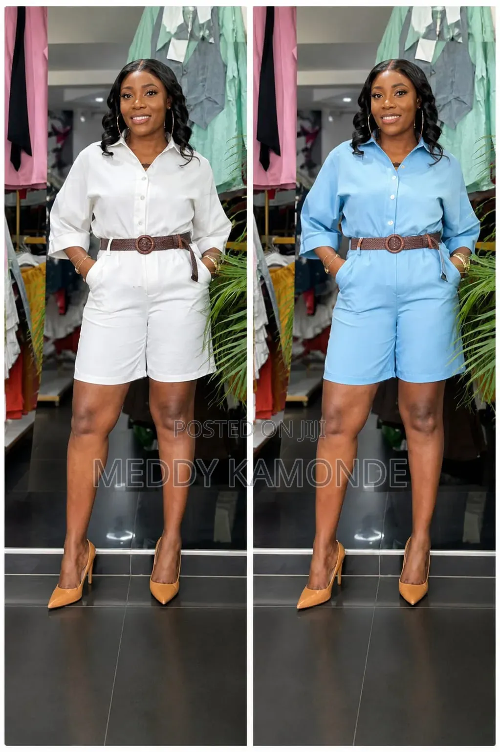 White Brown Short Set