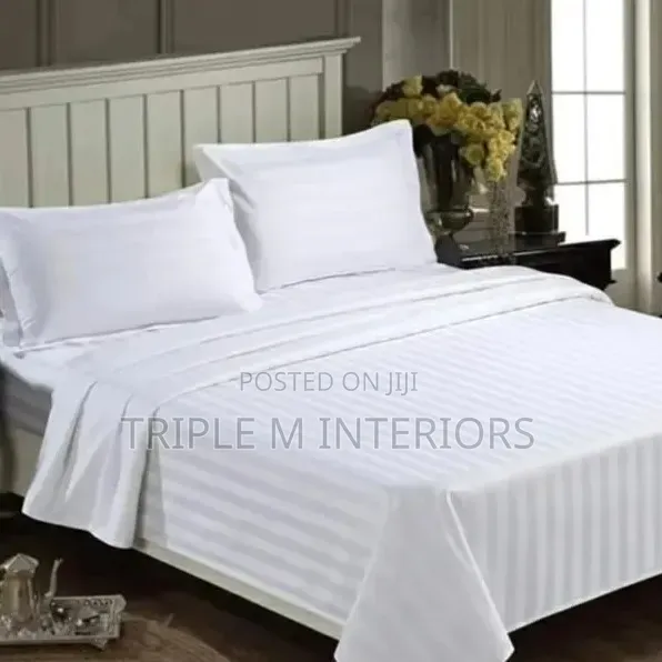Fresh Hotel White Striped Premium Bedsheets