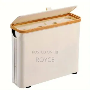 Toilet Paper Basket Organiser With Bamboo Lid