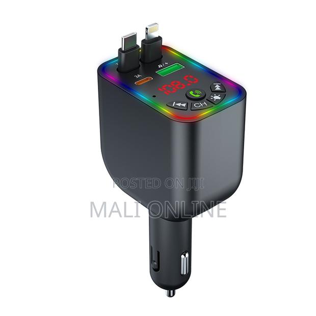 120w Retractable Car Charger Bluetooth Fm Transmitter Fast Charging