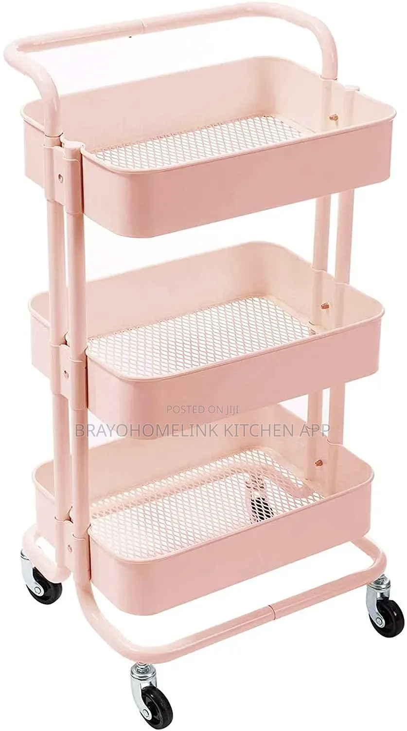 3 Layer Metallic Mesh Trays Trolley Rack Now