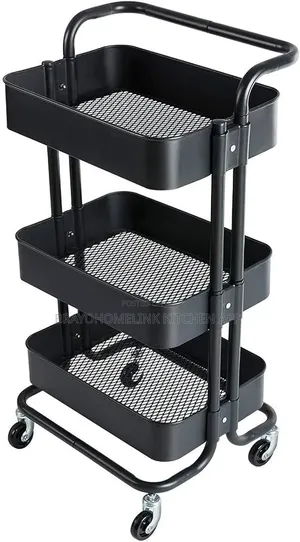 3 Layer Metallic Mesh Trays Trolley Rack Now