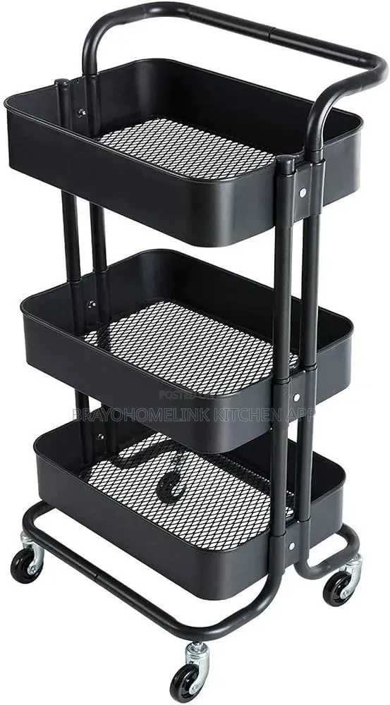 3 Layer Metallic Mesh Trays Trolley Rack Now