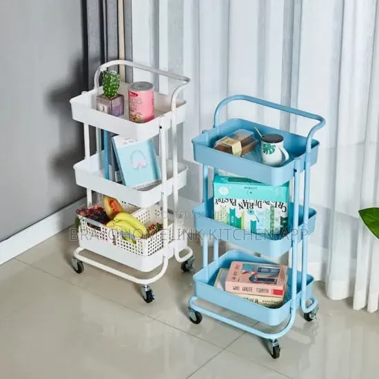 3 Layer Metallic Mesh Trays Trolley Rack Now