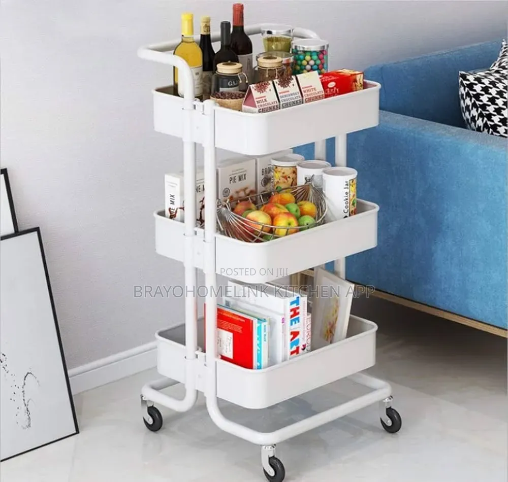 3 Layer Metallic Mesh Trays Trolley Rack Now