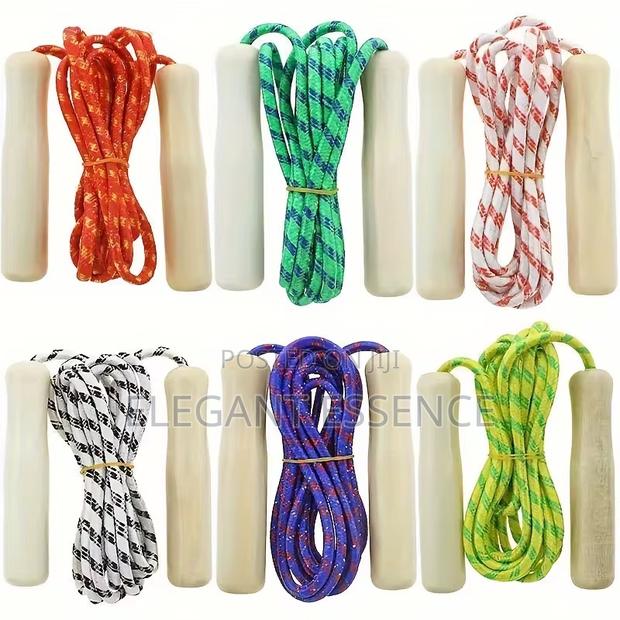 Solid Wood Handle and Steel Cable Hollow Cotton Single Jump Rope - main view