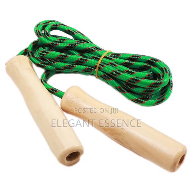 Solid Wood Handle and Steel Cable Hollow Cotton Single Jump Rope - thumbnail 2