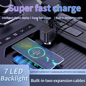 120w Retractable Car Charger Bluetooth Fm Transmitter Fast Charging