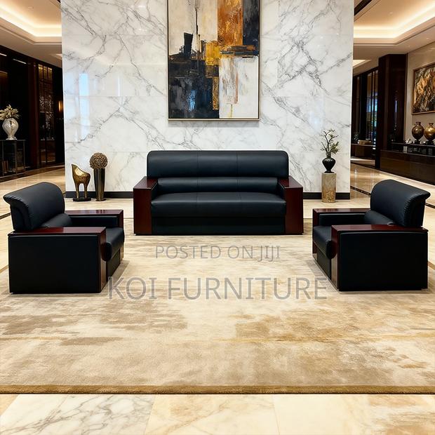 Office Sofa; Klippaun Faux Leather Executive Five Seaters Sofa Set - main view
