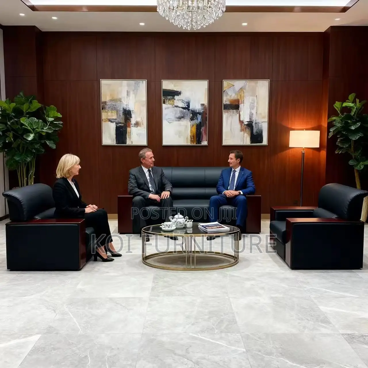 Office Sofa; Klippaun Faux Leather Executive Five Seaters Sofa Set