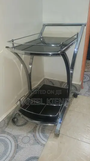 Art Deco Bullet Form Two-Tier Rolling Bar/Serving Cart in Vitrolite