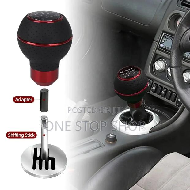 5 Speed Perforated Pu Leather Ergonomic Grip Aluminum Alloy Gear Knob