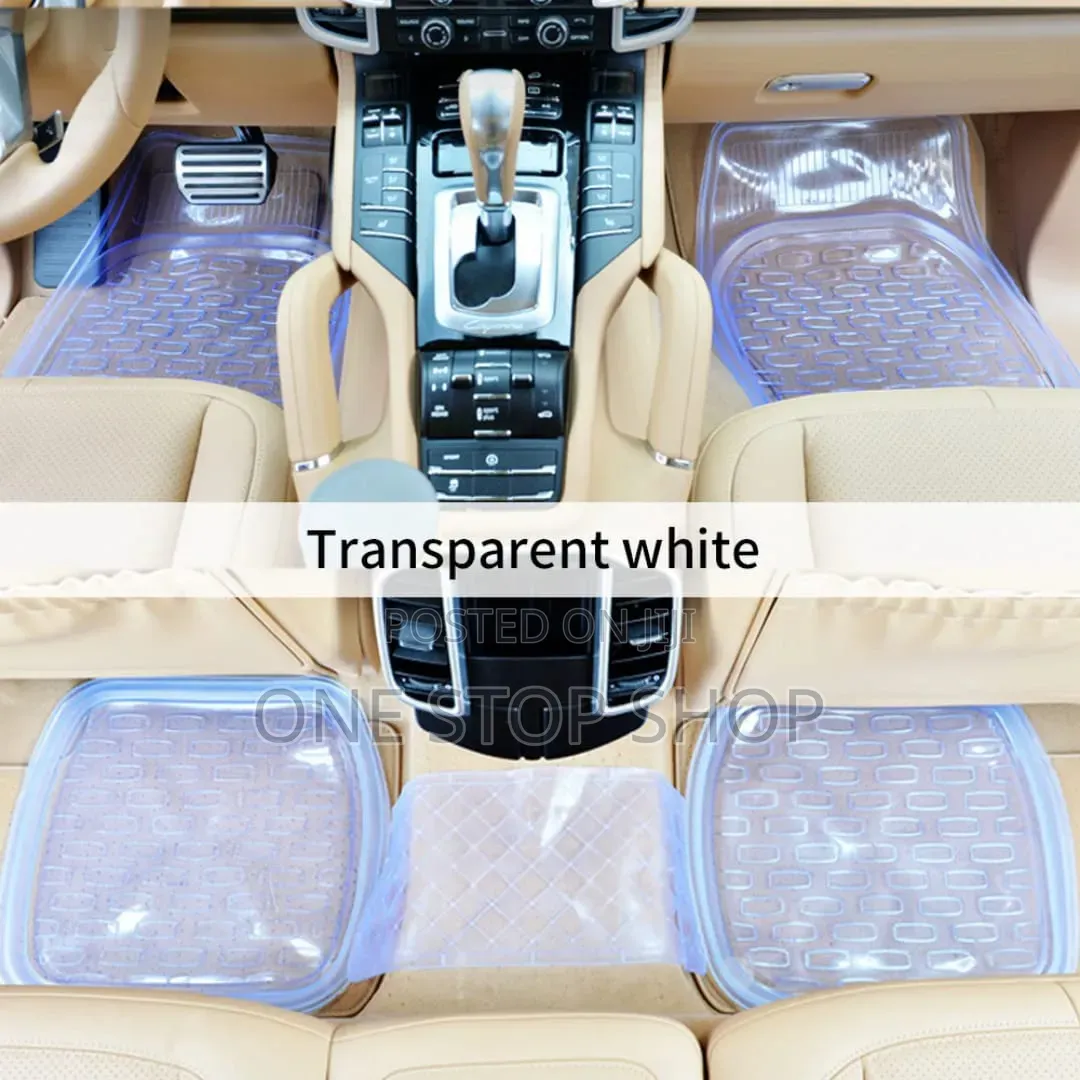 5pc Clear Waterproof Antislip PVC Nibbed Backing Car Mats
