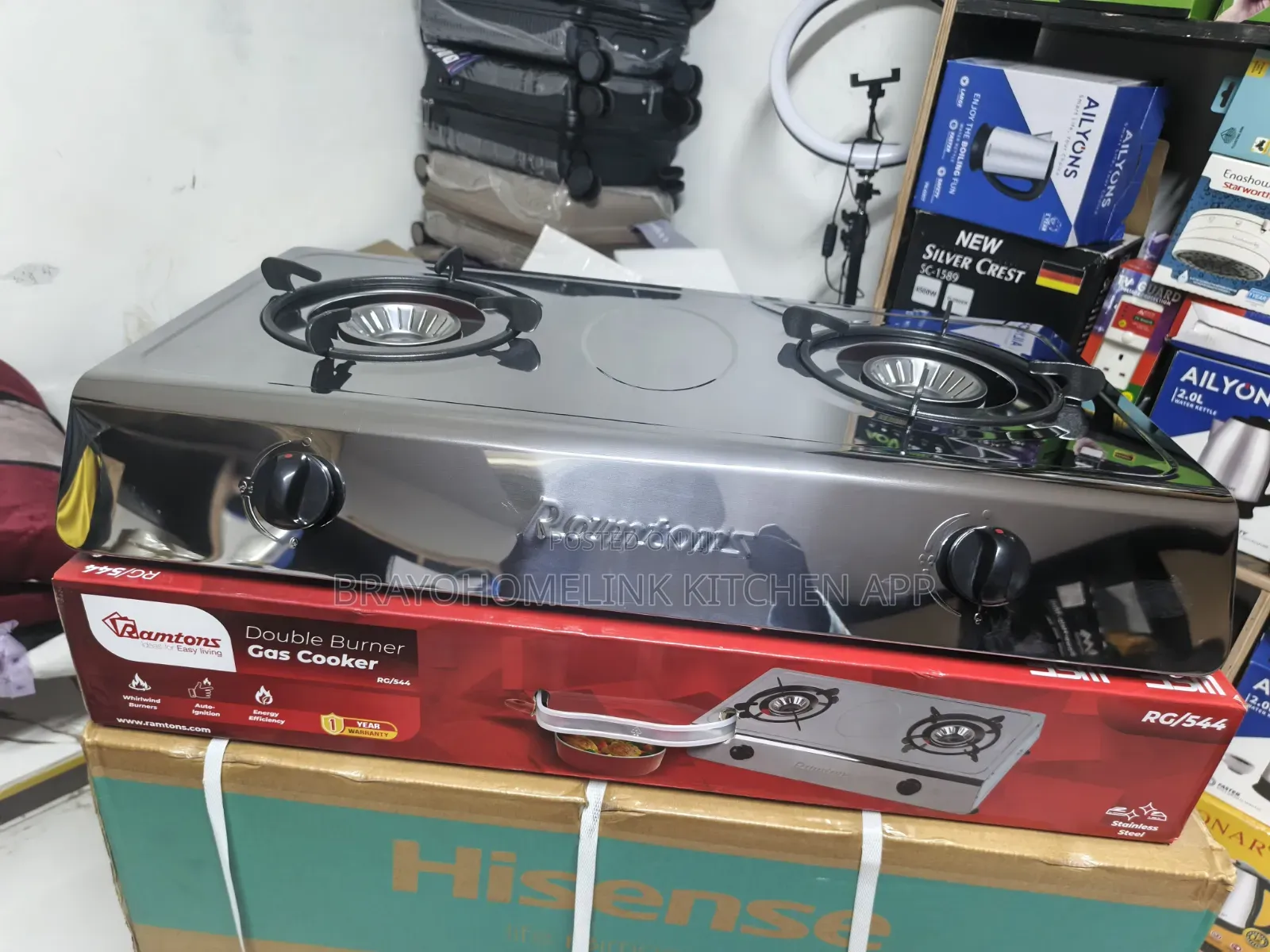 *Ramtons 2burner Stainless Steel Gas Cooker Rg