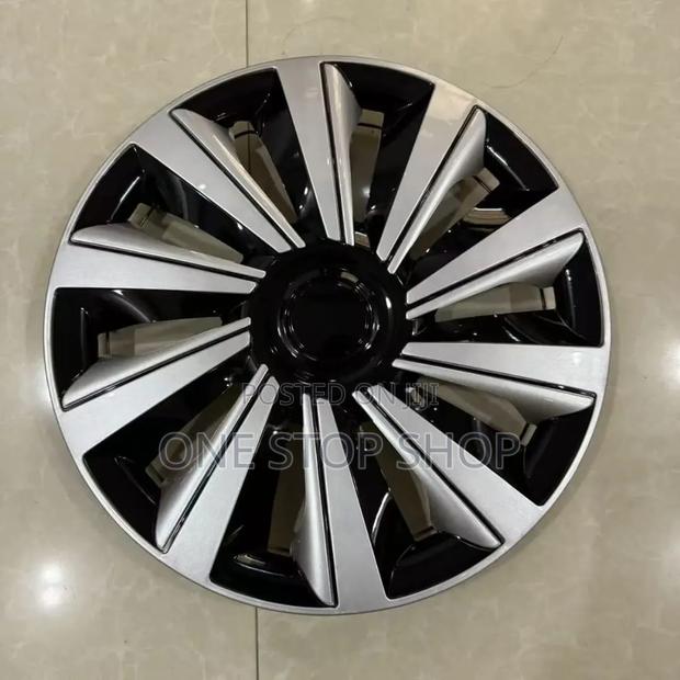 15" Vehicle Appearance Sporty Design Silver Black Wheel Caps 4pc
