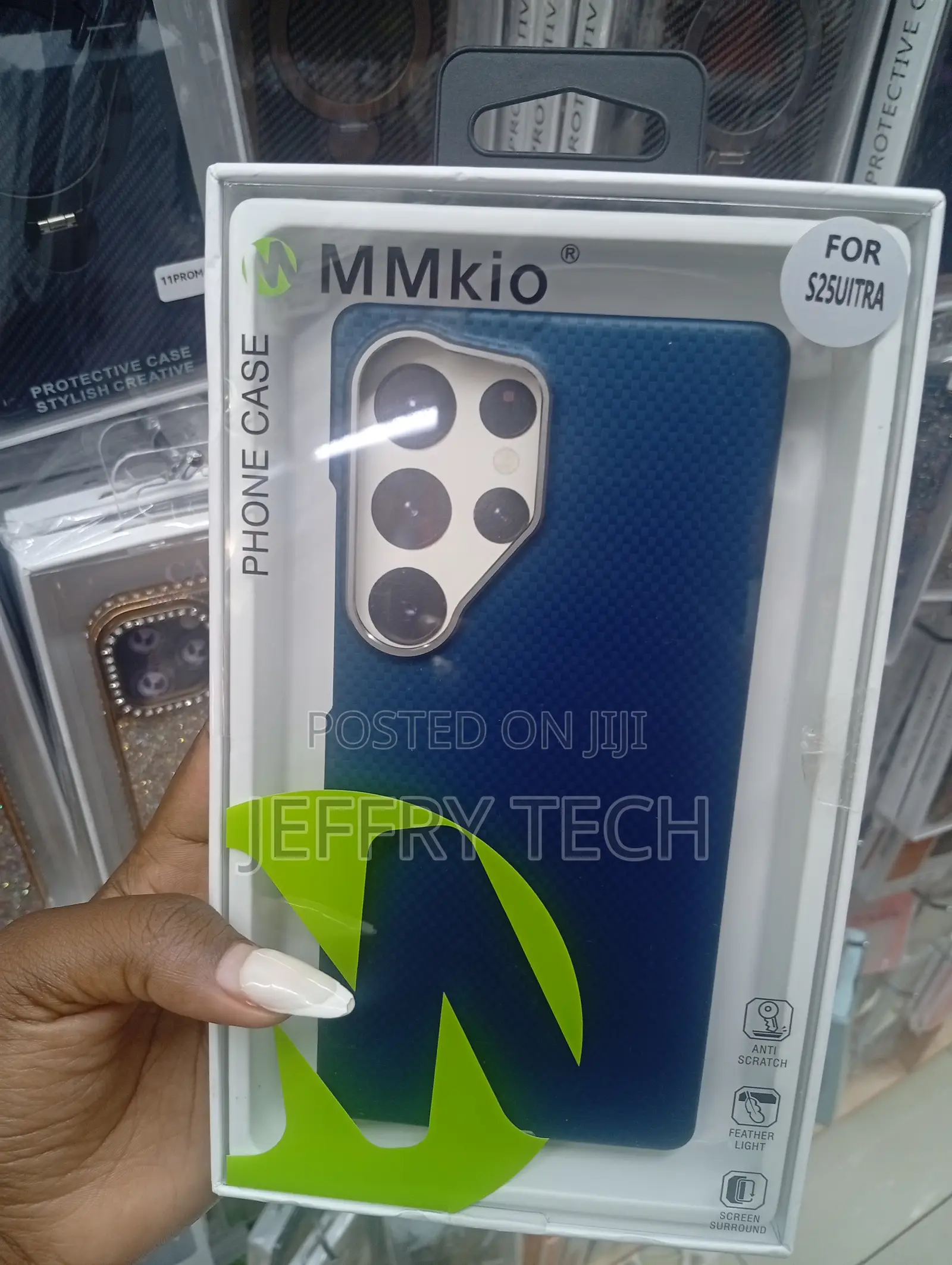 Blue Mmkio Carbon Protective Case for a Samsung Galaxy S25 Ultra