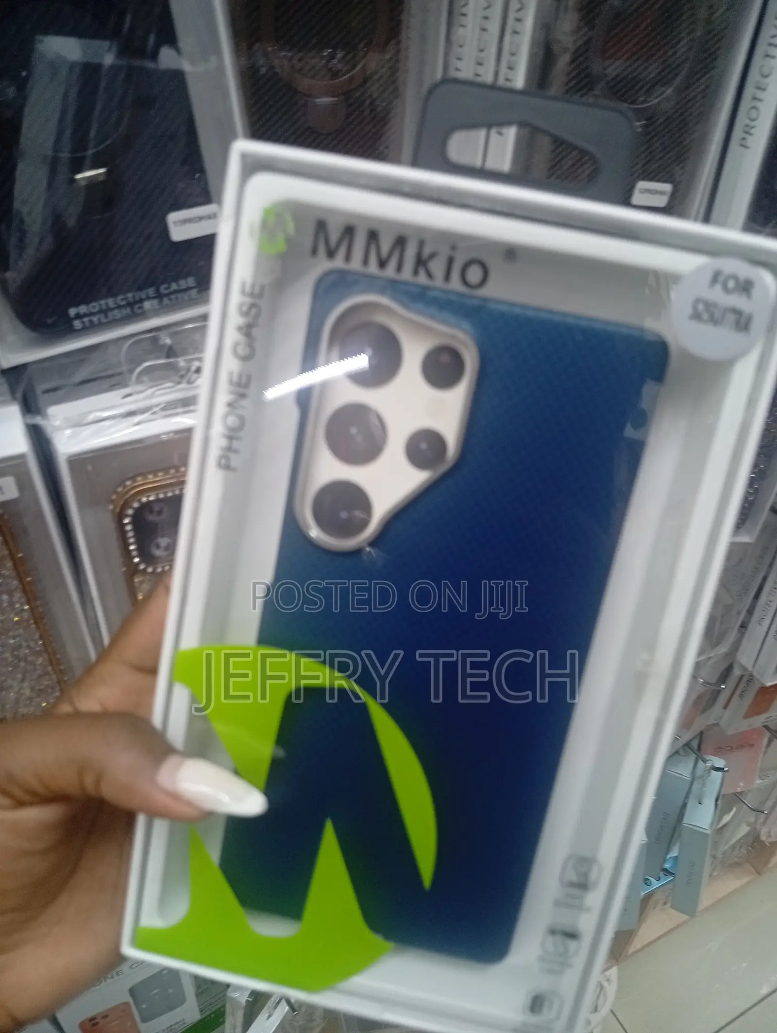 Blue Mmkio Carbon Protective Case for a Samsung Galaxy S25 Ultra