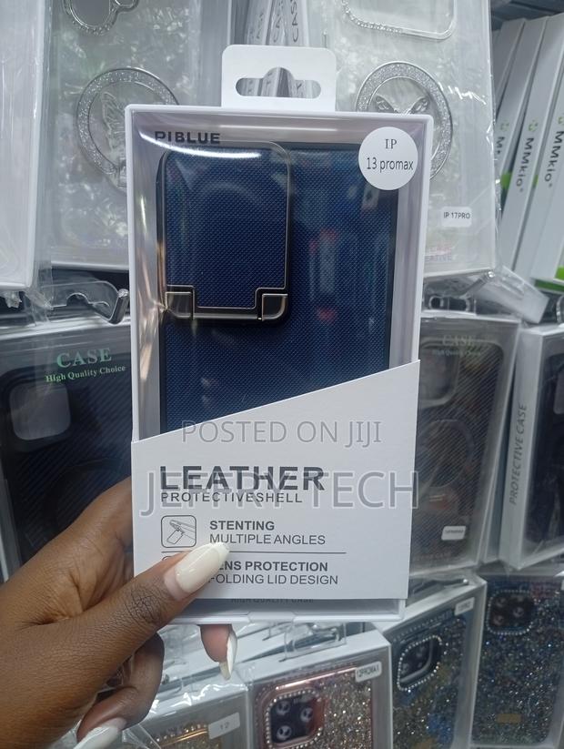 Piblue Brand Dark Blue Leather Flip Cases for iPhone 13 Pro Max.