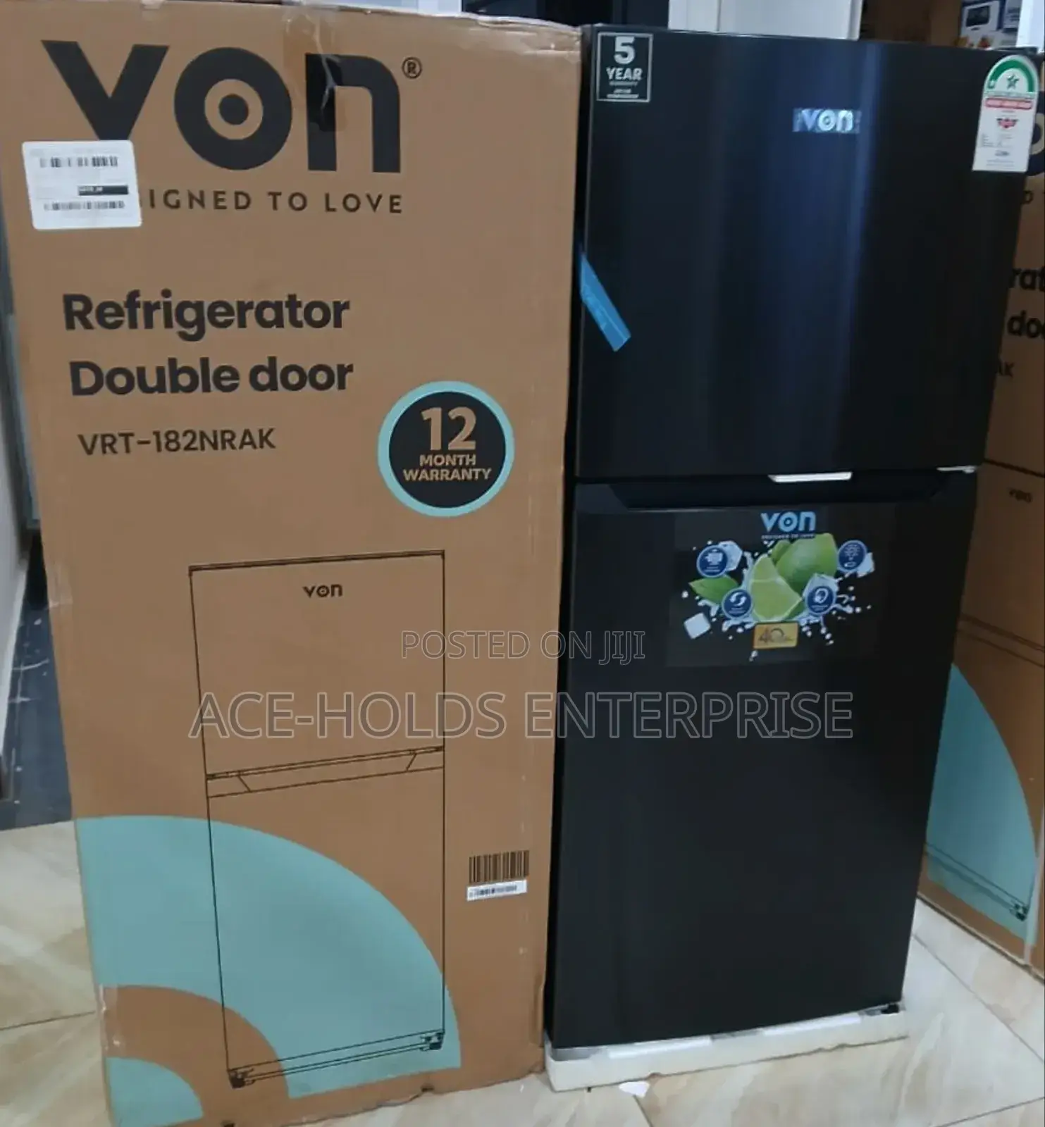 Von Fridge VRT-182nrak 181 Litres, Dark Inox (No-Frost) Top Freezer