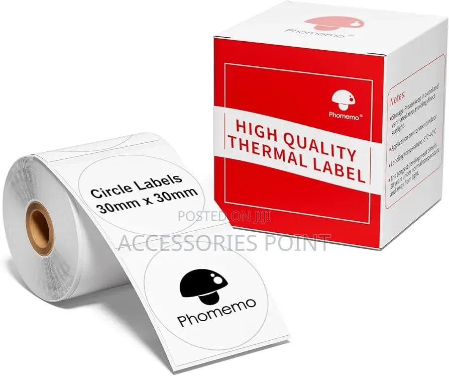 Round Waterproof Phomemo Label 30×30 50×50mm White, Transparent