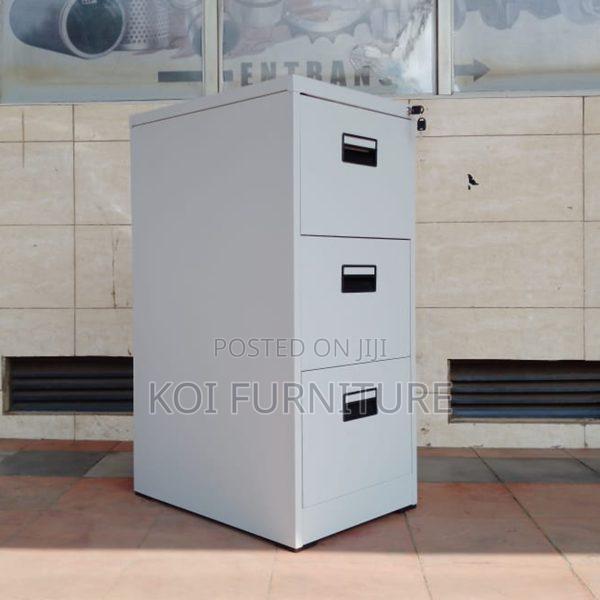 Office Cabinet : Gray 3-Drawer Metallic Filing Cabinet, - thumbnail 2