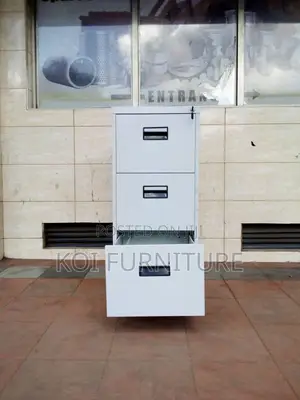 Office Cabinet : Gray 3-Drawer Metallic Filing Cabinet,
