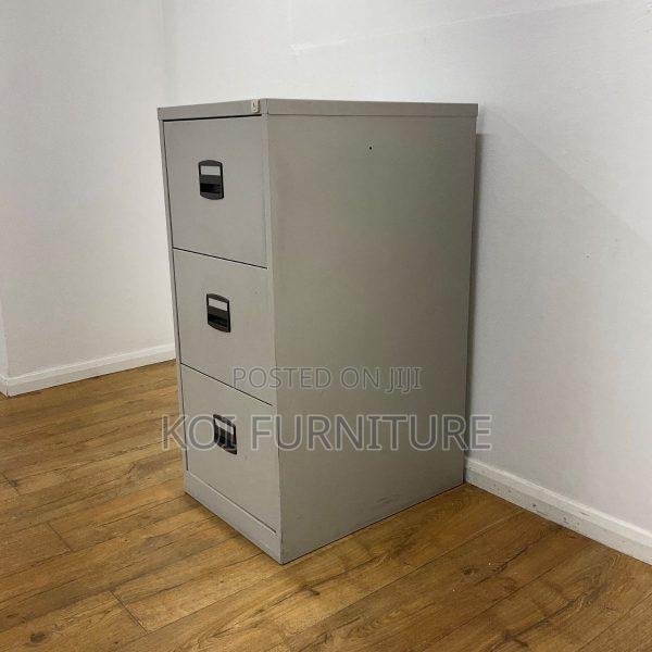 Office Cabinet : Gray 3-Drawer Metallic Filing Cabinet, - thumbnail 5