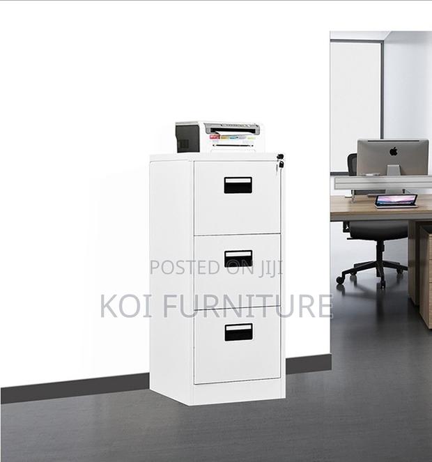 Office Cabinet : Gray 3-Drawer Metallic Filing Cabinet, - thumbnail 6