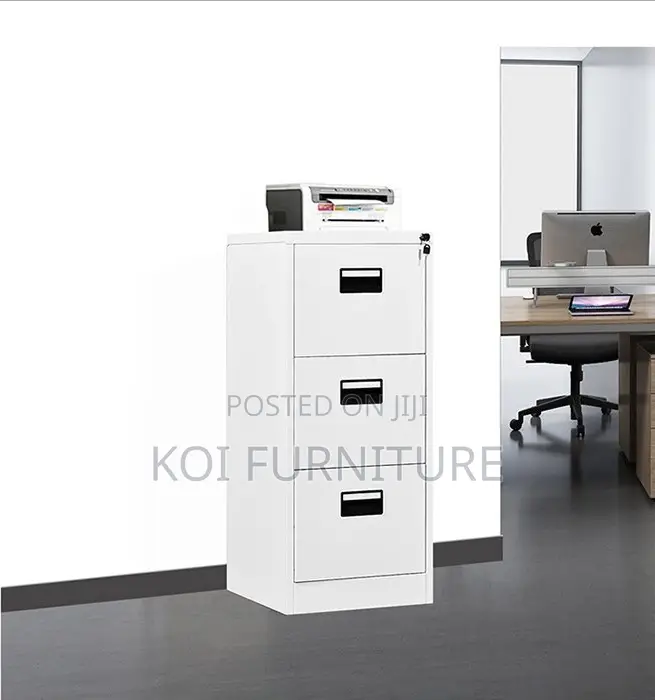 Office Cabinet : Gray 3-Drawer Metallic Filing Cabinet,