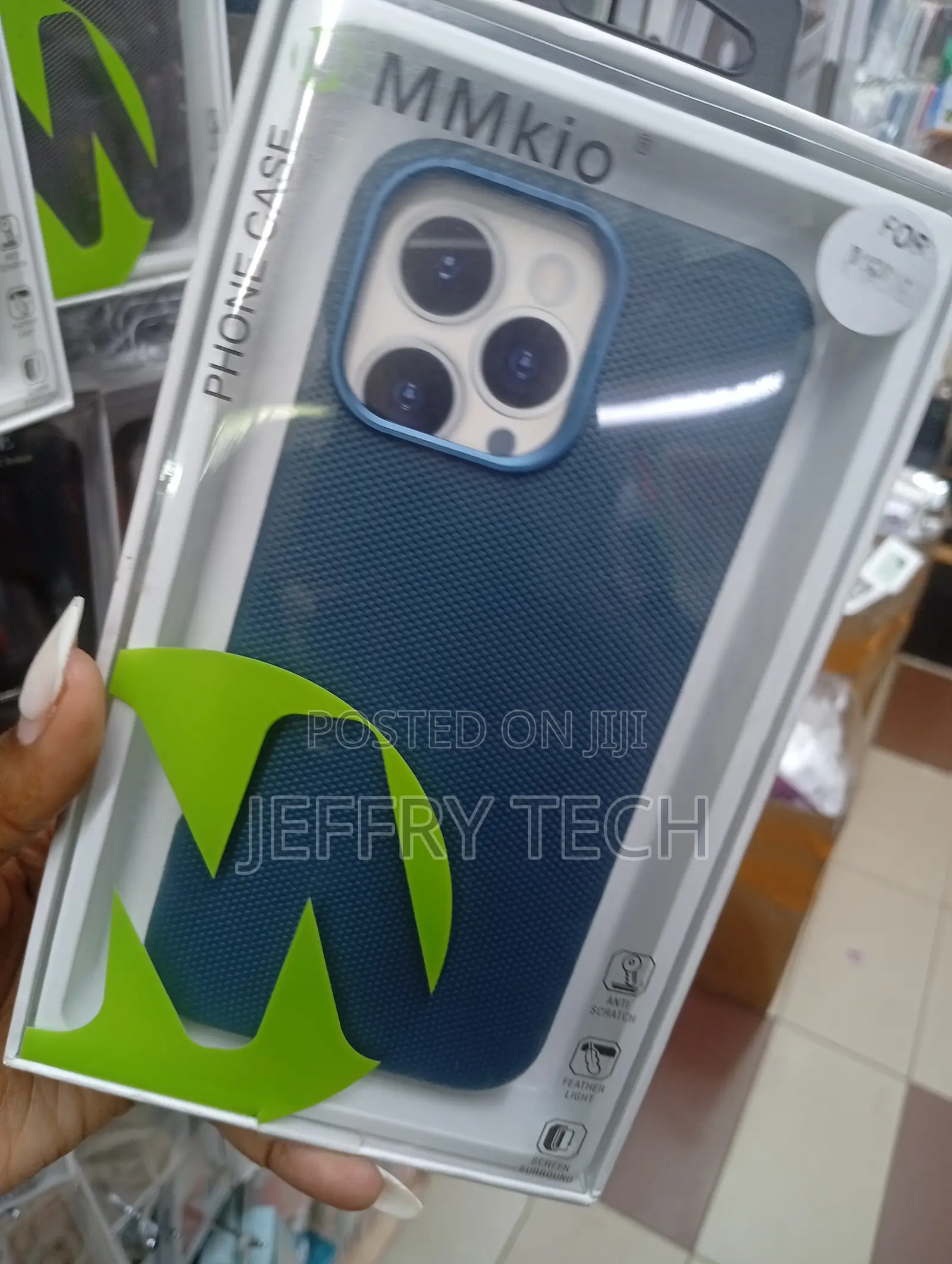 Blue Mmkio Brand Phone Case for the iPhone 16 Pro Max