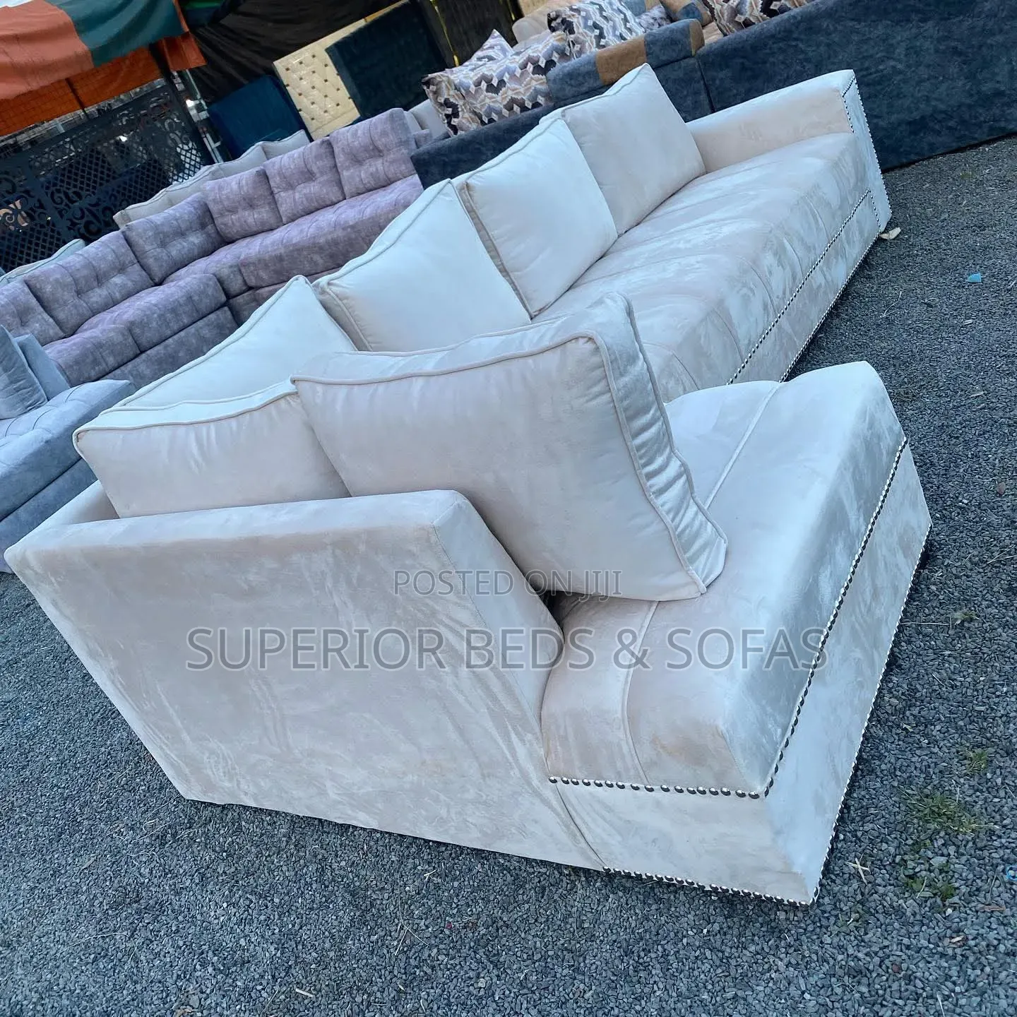 6 Seater Sofa That Is L-Shaped and Cream