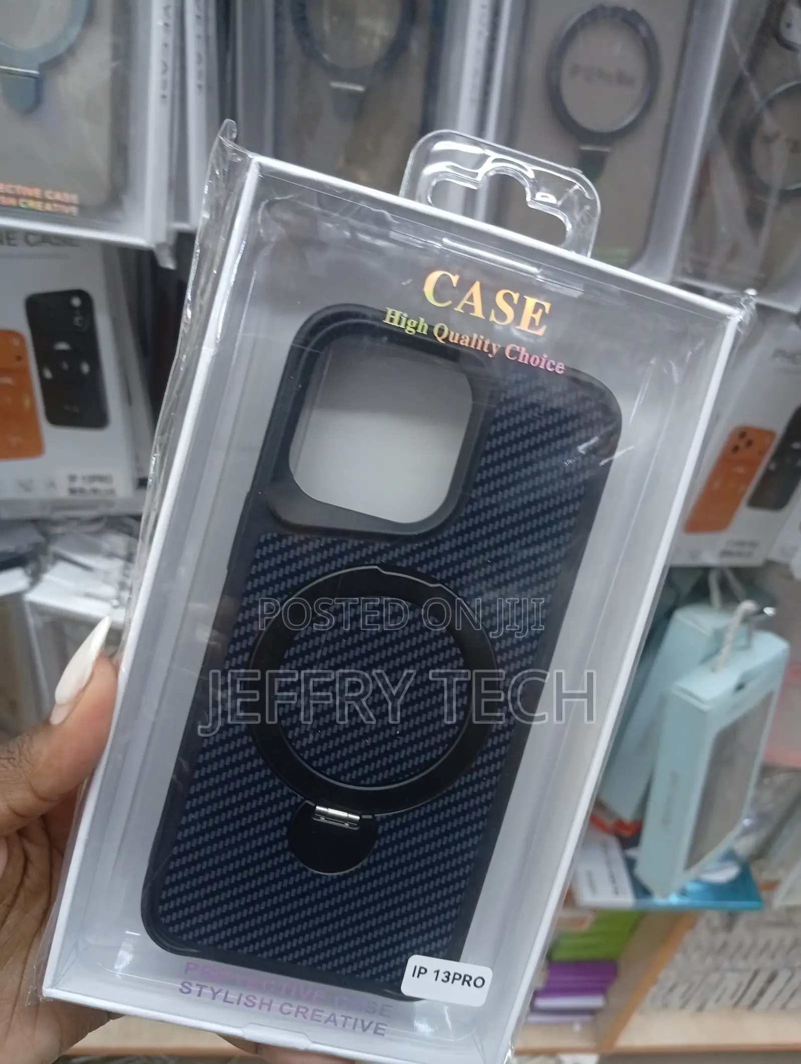 iPhone 13 Pro Carbon Fibre Case With Magnetic Magsafe Ring Stand