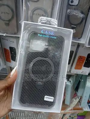 iPhone 12 Pro Max Carbon Fibre Case With Magnetic Magsafe Ring Stand