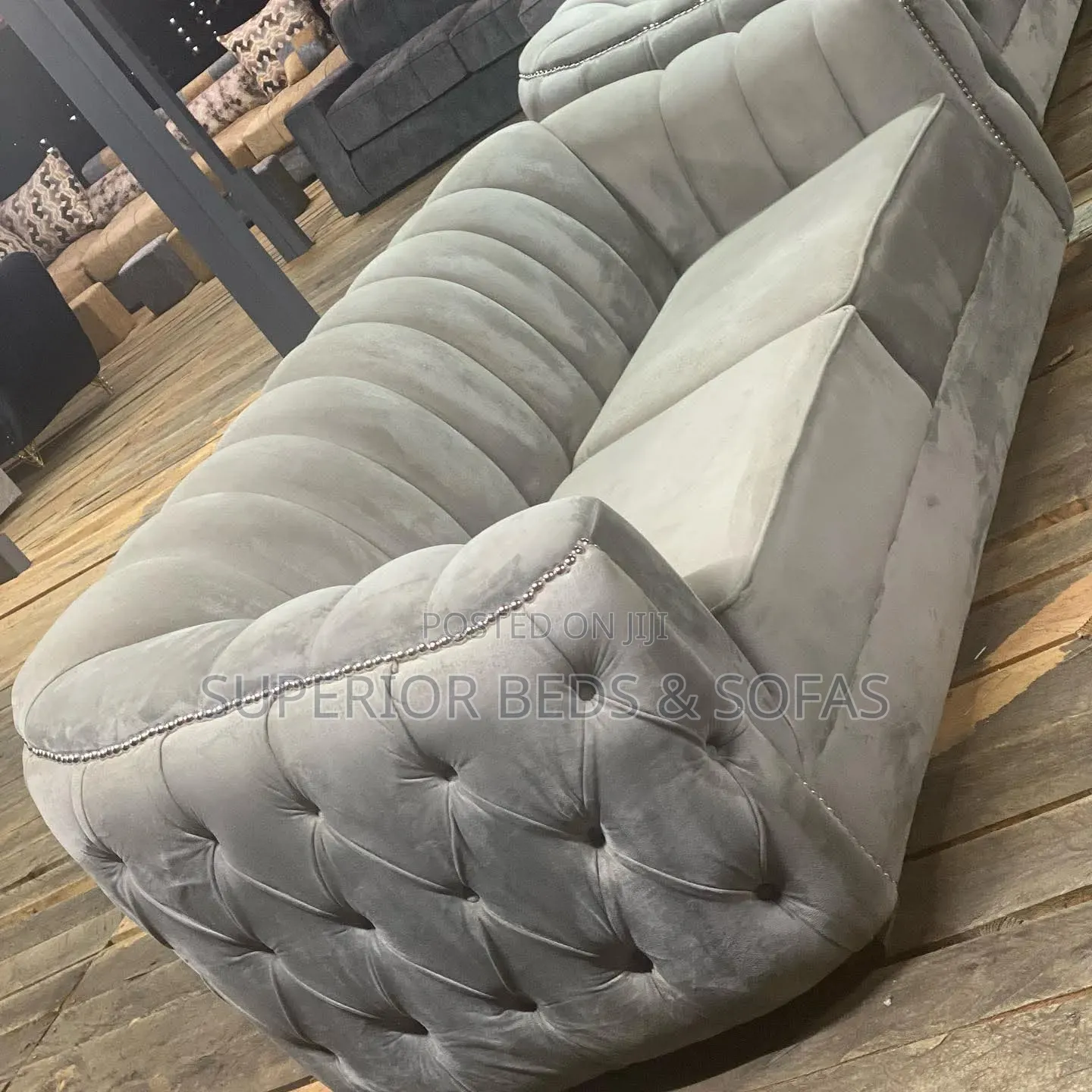 Luxury Grey Chesterfield 2 Seater Sofa