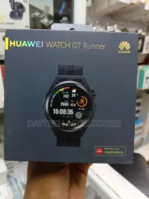 This Is a Huawei Watch Gt Runner 46mm Smartwatch in Black.