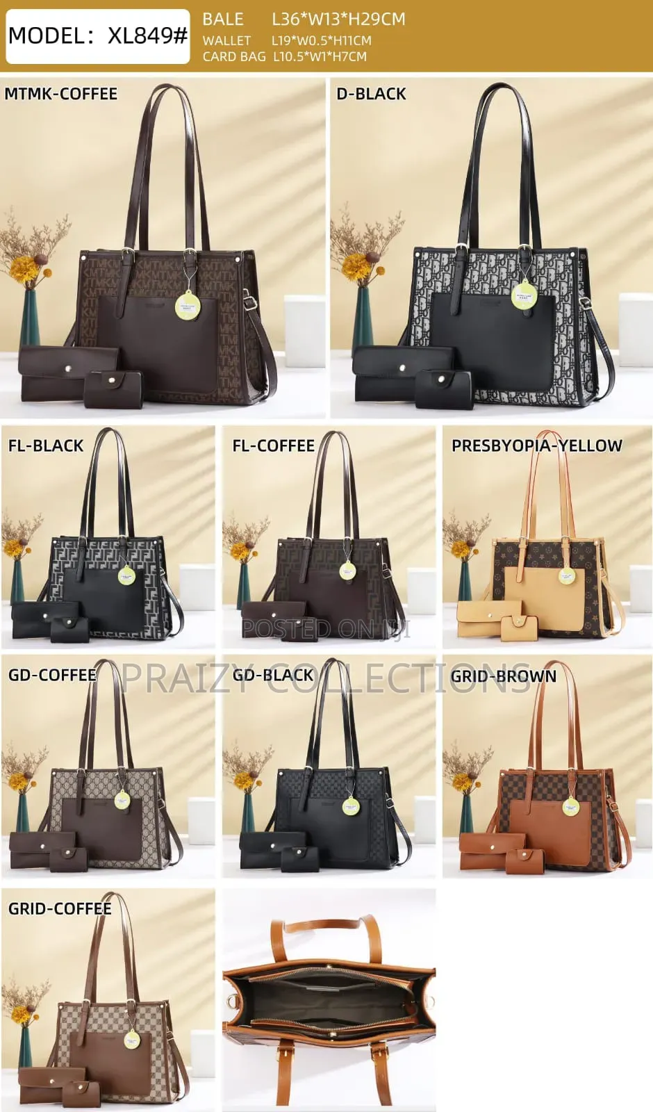 3 in 1 Grid Handbag With Long Handle
