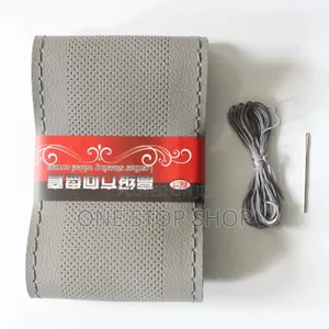 Diy_ Hand Sewing Grey Leather Steering Wheel Cover