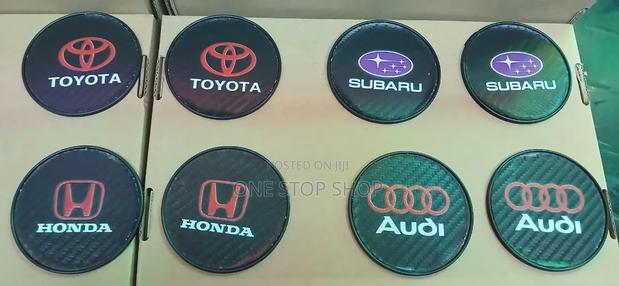 2pc Silicone Car Cup Holder Coasters With Car Logos - main view