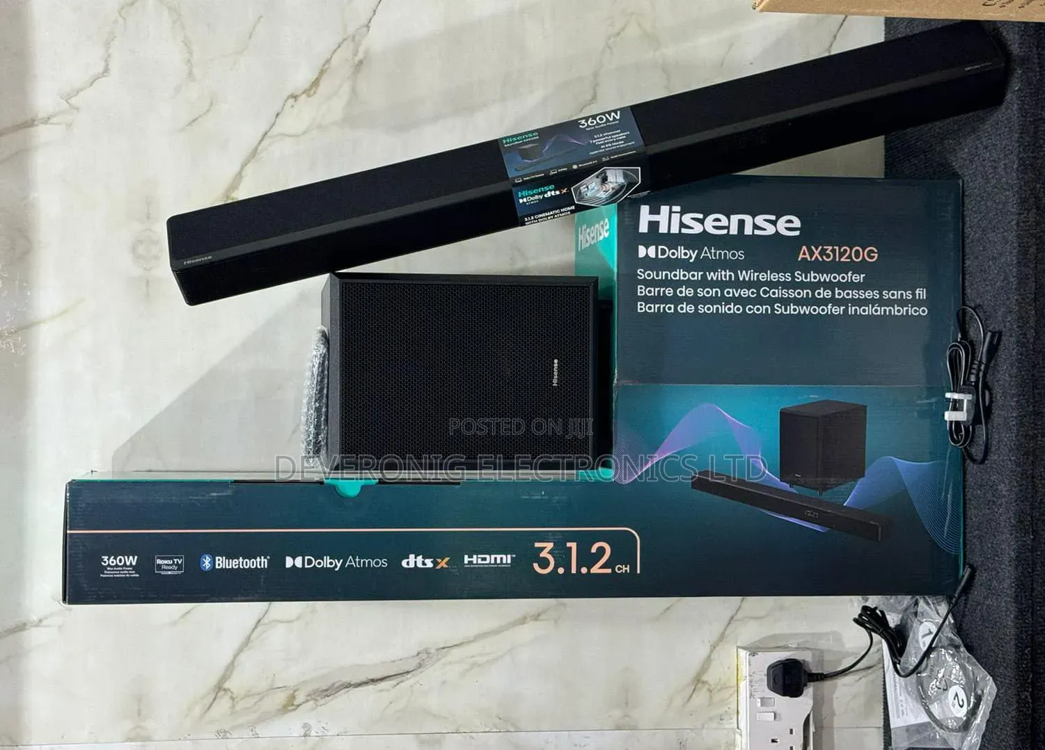 *Hisense Soundbar 360w 3.1.2 Channel Ax3120g