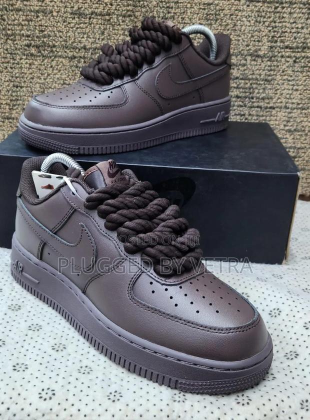 Airforce 1 Custom 'Coffee Chunky Laced' Sneakers. - thumbnail 2
