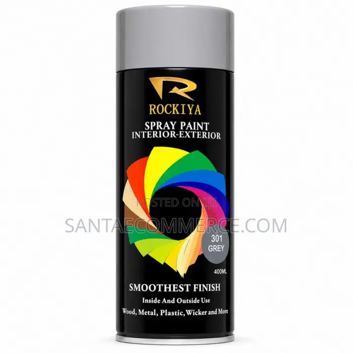 Rockiya Premium Multi-Surface Spray Paint – 301 Grey (400ml)