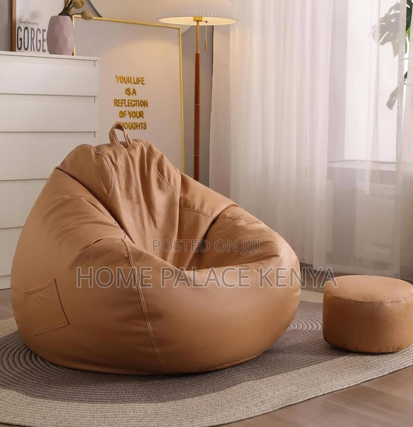 Bean Bag: Round Waterproof Bean Bag Chair Ottoman