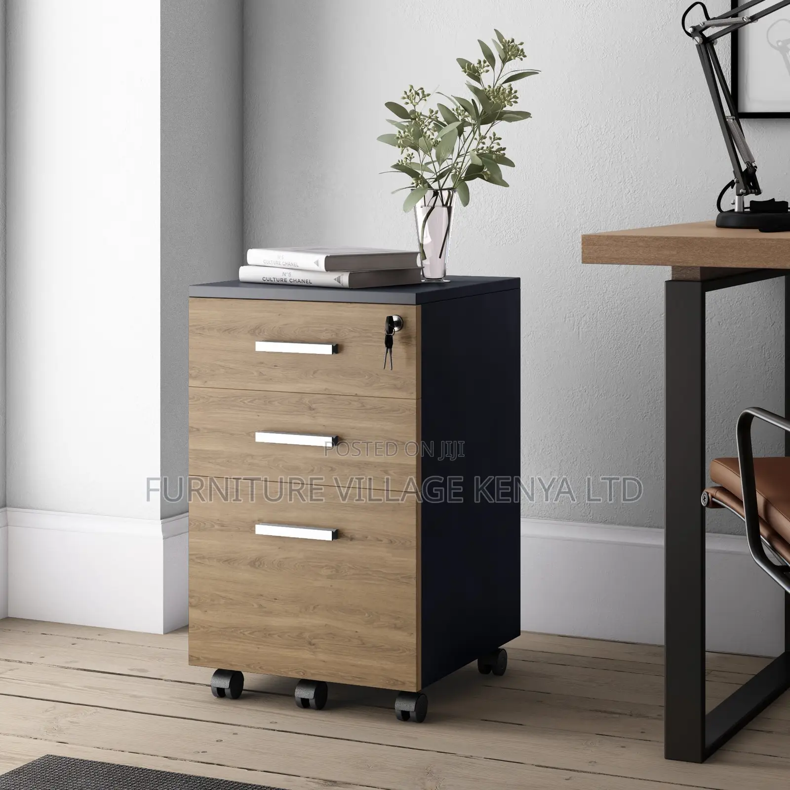 Customized Mobile 3-Drawer Pedestal File Cabinet
