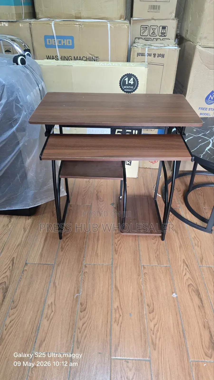 Computer Desk With Keyboard Tray Side Shelves Home Office Study Table