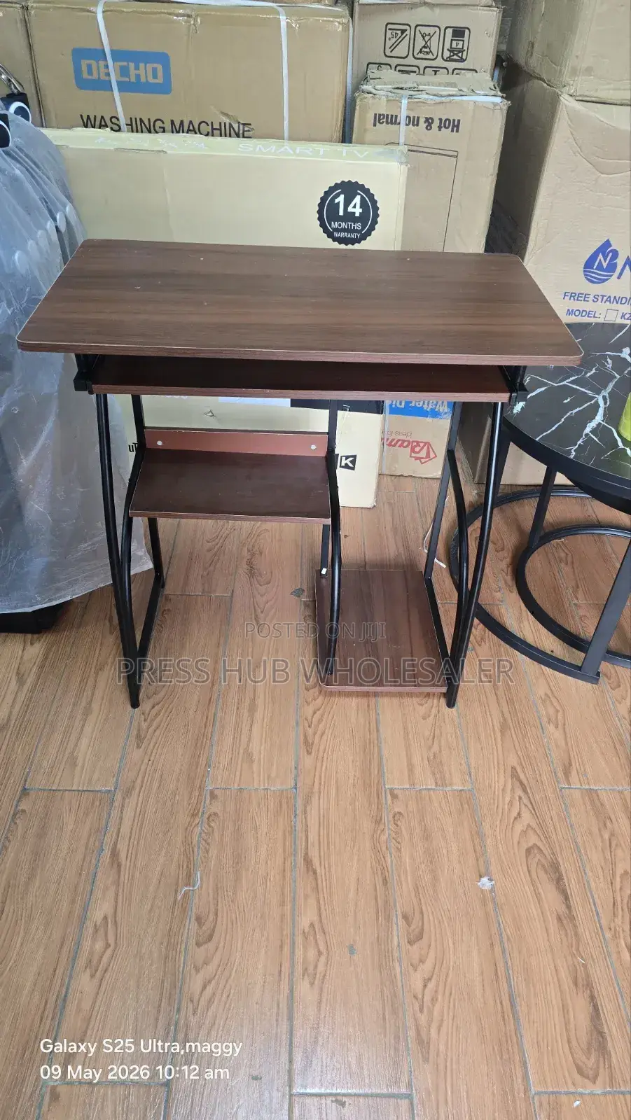 Desk With Keyboard Tray Side Shelves – Home Office Study Table