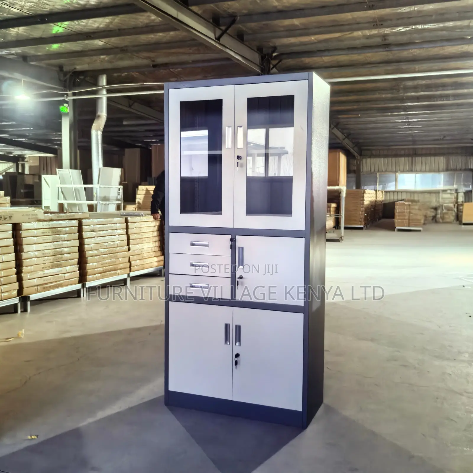 Modern Metallic 2-Door Filling Safe Cabinet