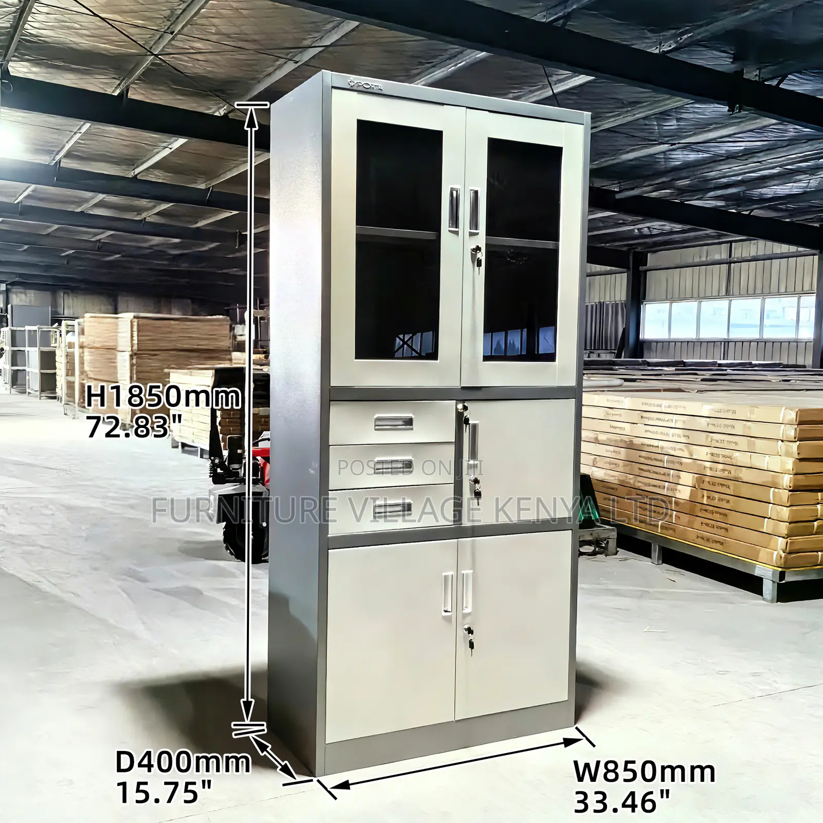 Modern Metallic 2-Door Filling Safe Cabinet
