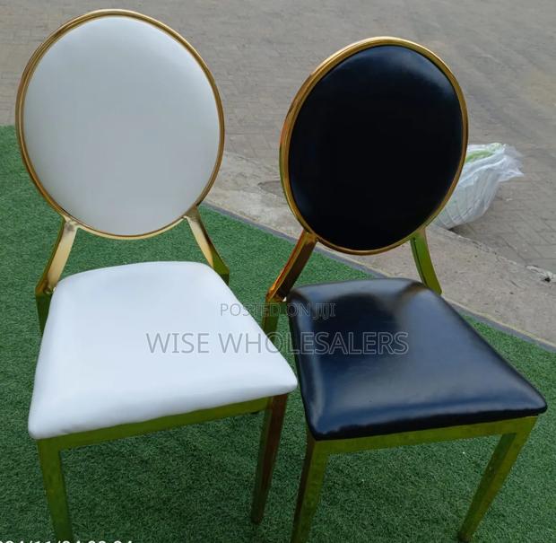 Dining Chair – Gold Frame Leather Cushion, - main view