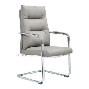 Gray Director's Leather Office Guest Chair